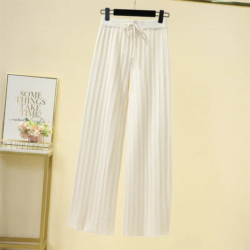 Elastic High Waist Knitted Wide-leg Trousers