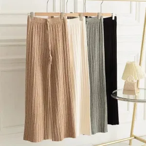 Elastic High Waist Knitted Wide-leg Trousers