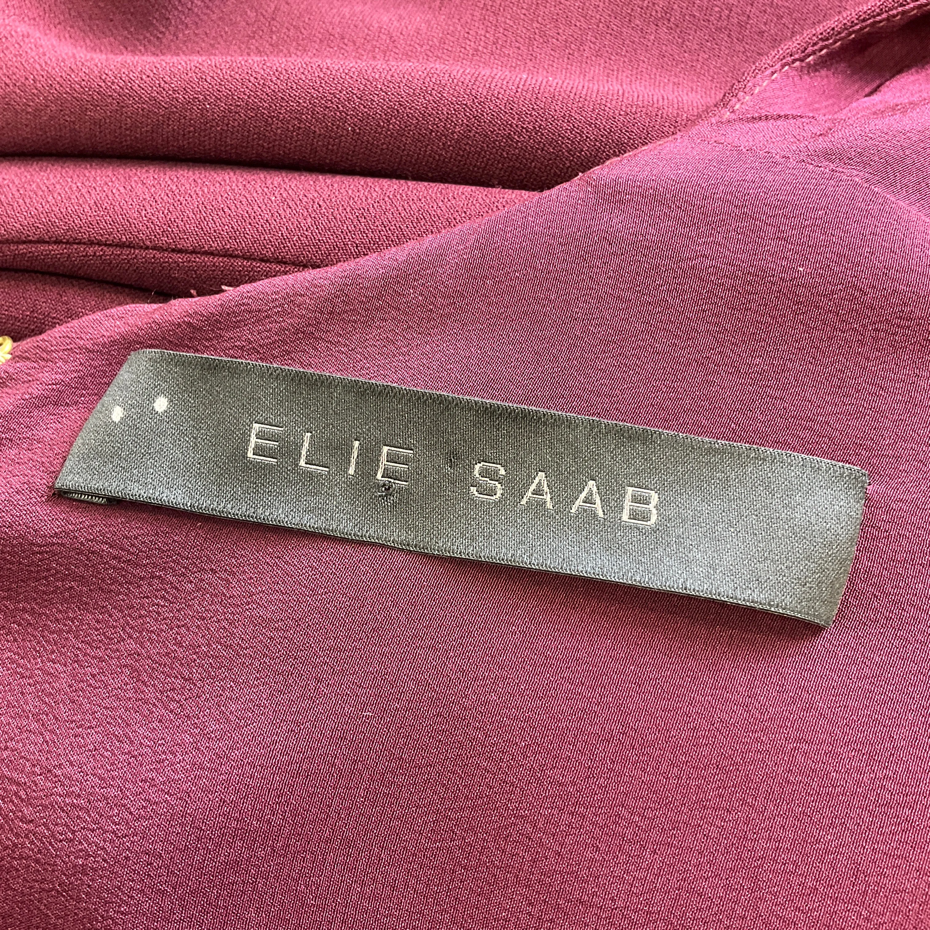 Elie Saab Plum Crepe Blouse and Pants Two-Piece Set