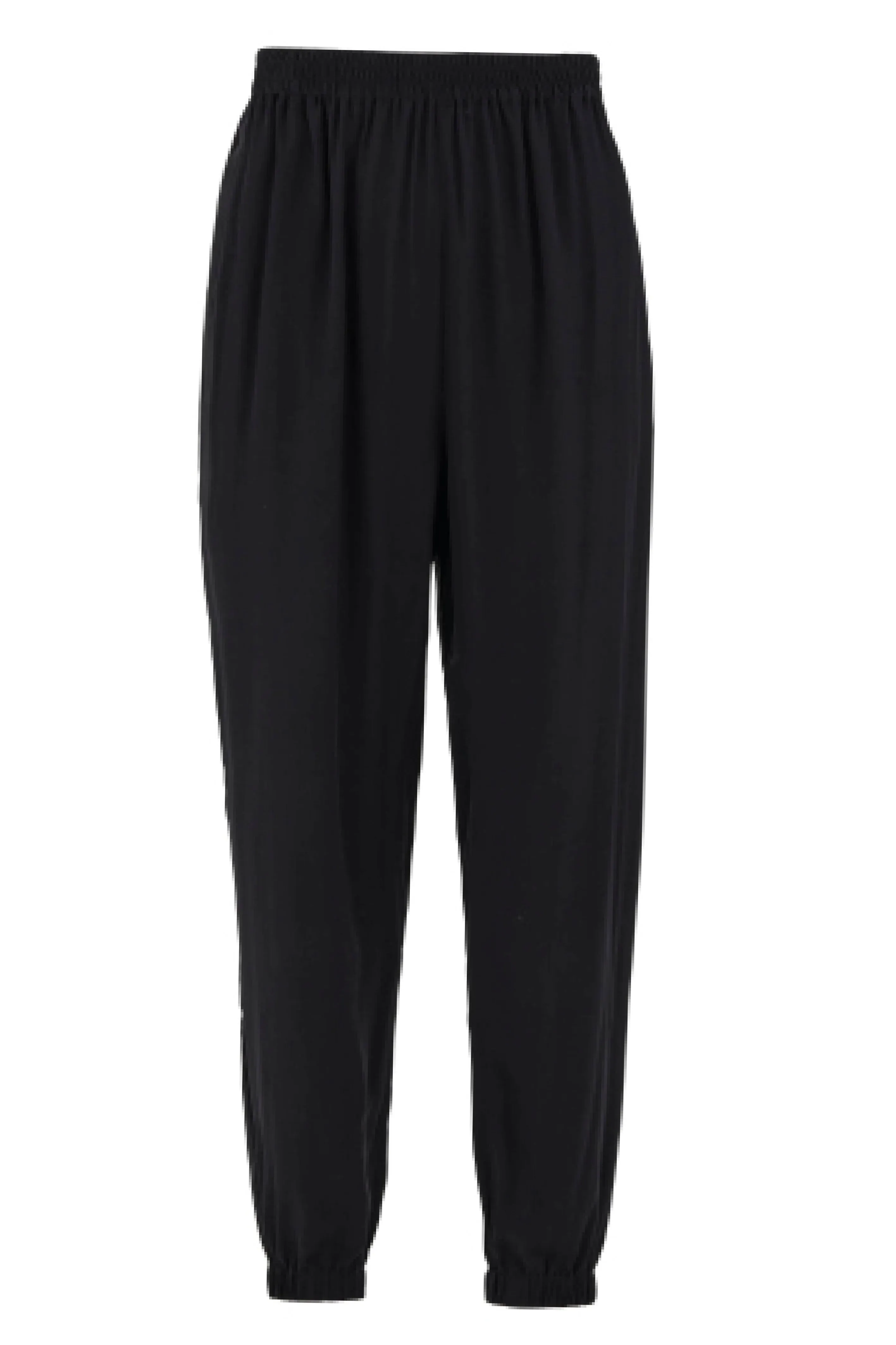 ELLA TRACK PANTS - BLACK - SANDWASHED CREPE DE CHINE SILK