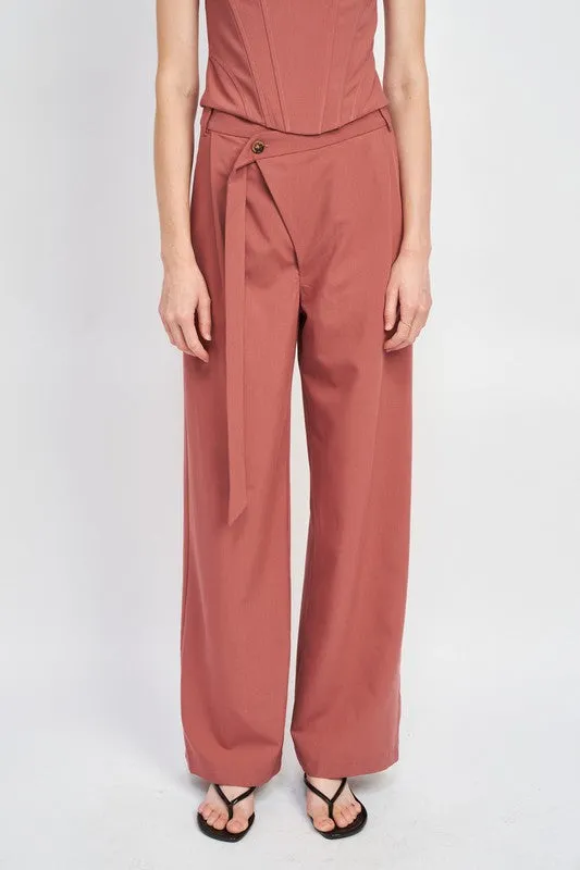 Emory Park ASYMMETRICAL LONG BELT TROUSERS