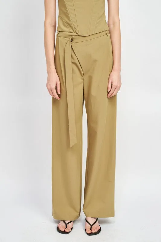 Emory Park ASYMMETRICAL LONG BELT TROUSERS