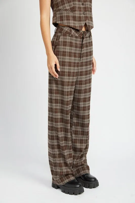 Emory Park PLAID HIGH WAIST TROUSERS