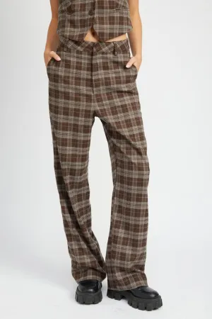 Emory Park PLAID HIGH WAIST TROUSERS