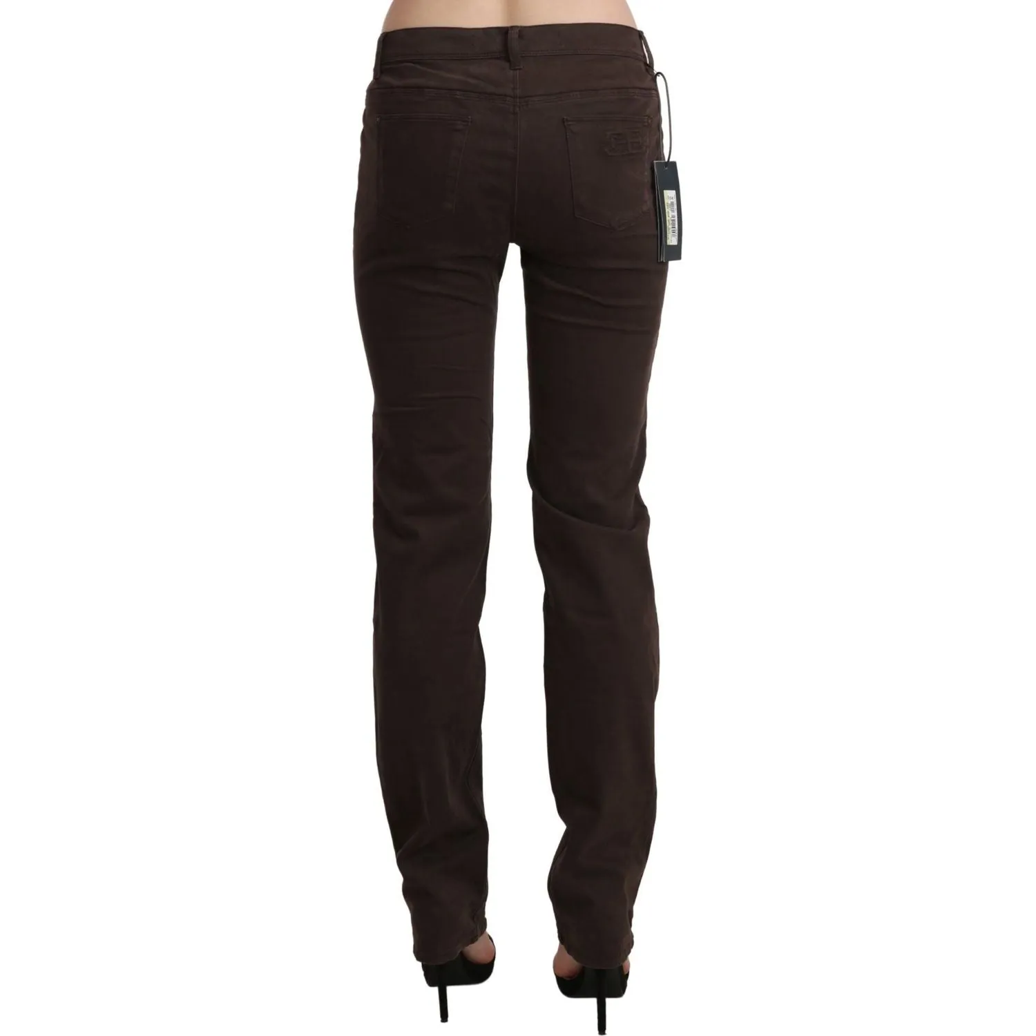 Ermanno Scervino Chic Brown Mid Waist Skinny Trousers