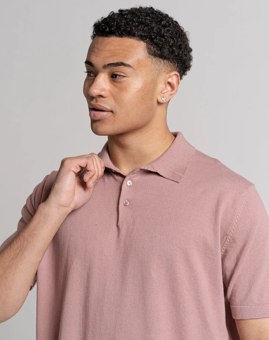 ESSENTIAL OVERSIZED SHORT SLEEVE KNITTED POLO | PINK