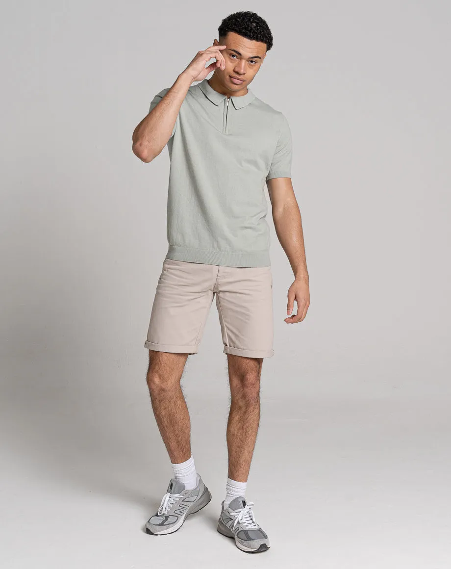 ESSENTIAL SHORT SLEEVE ZIP POLO TOP | LIGHT GREEN