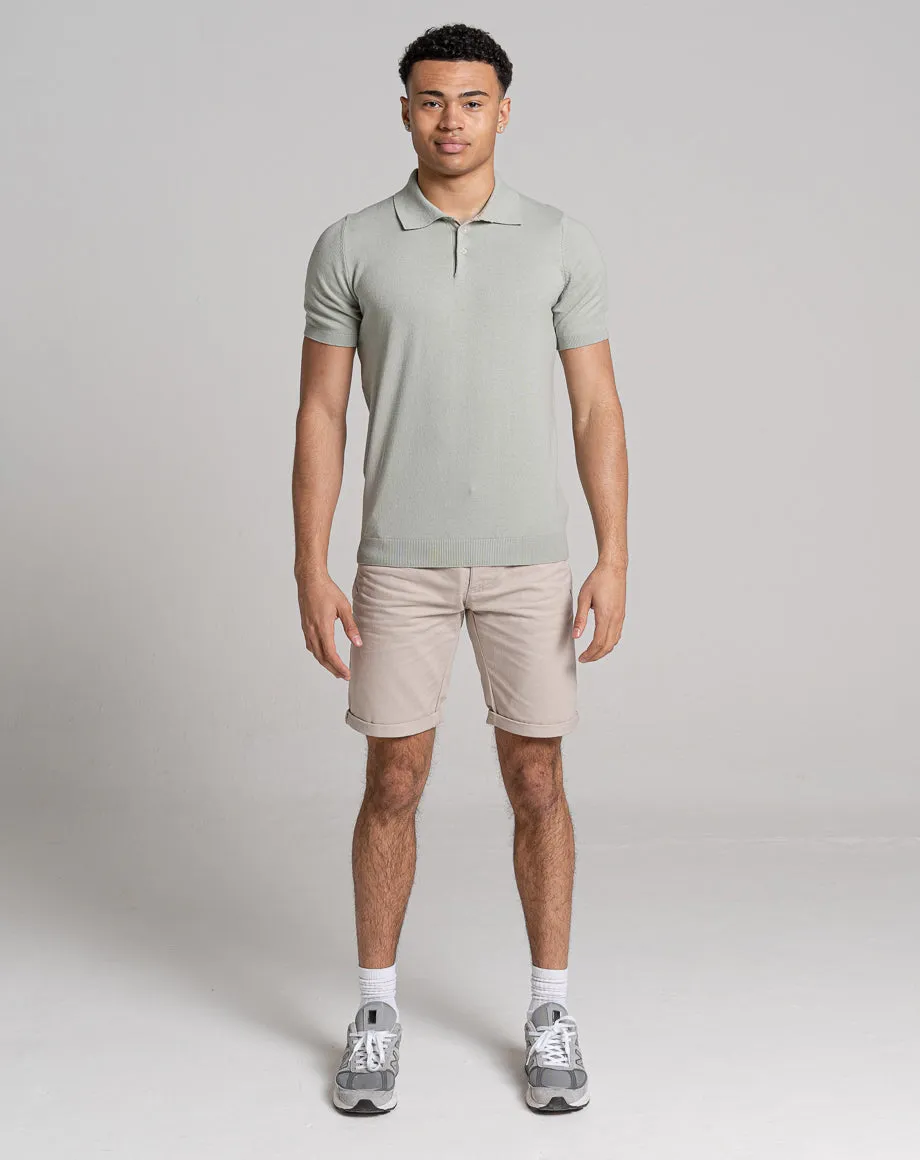 ESSENTIAL SHORT SLEEVE ZIP POLO TOP | LIGHT GREEN