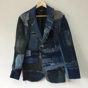 Fashion Splicing Deconstructed Denim Blazer