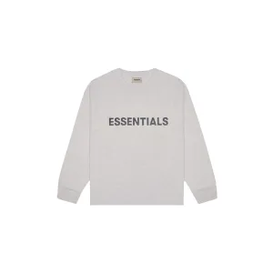 Fear of God Essentials Boxy Long Sleeve T-Shirt Applique Logo 'Light Heather Oatmeal' (2020)