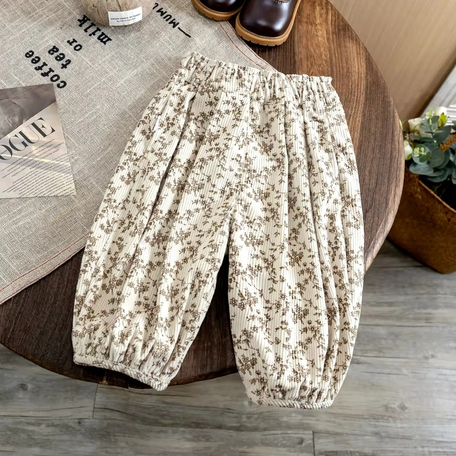 Floral Bubble Trousers - Beige