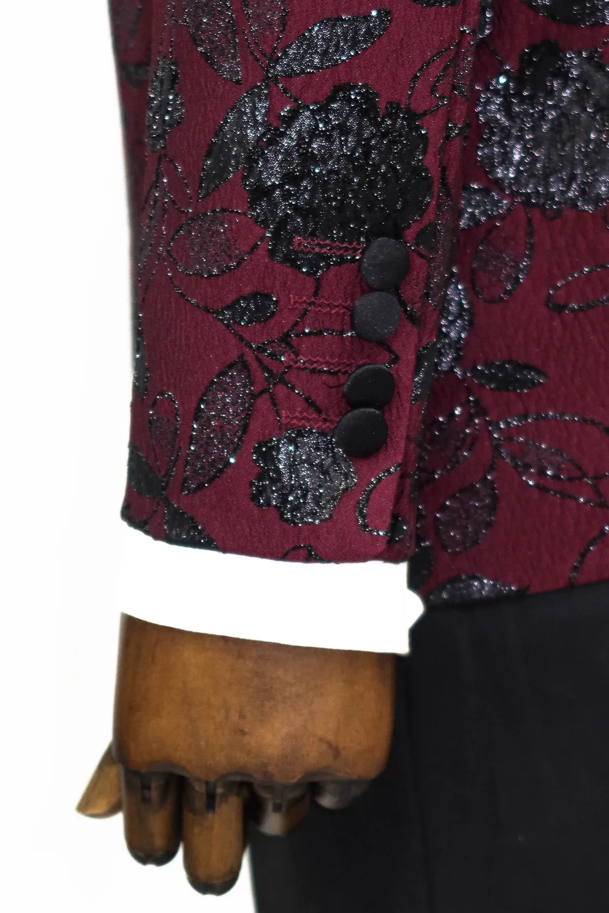 Floral Patterned Burgundy Men Dinner Jacket - Wessi