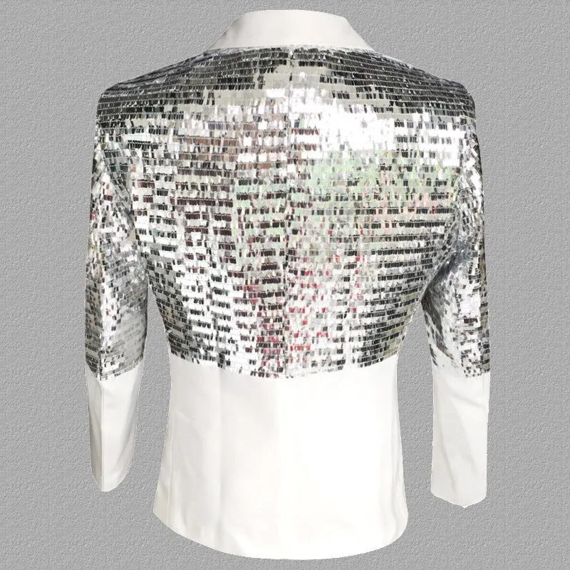 Glamorous Half Sequins Solid Blazer