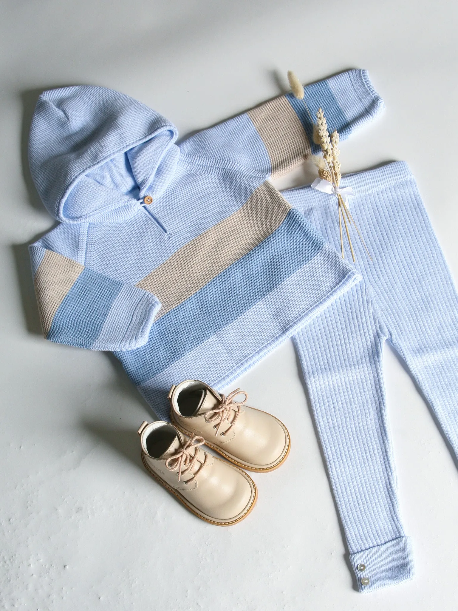 Granlei Blue & Beige Hoodie & Trouser Set