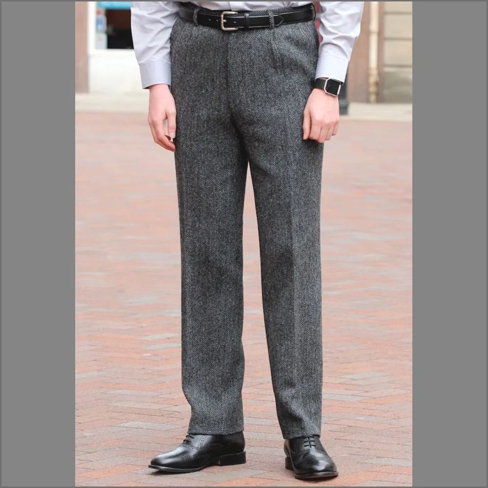 Harris Tweed Grey Herringbone Trouser--