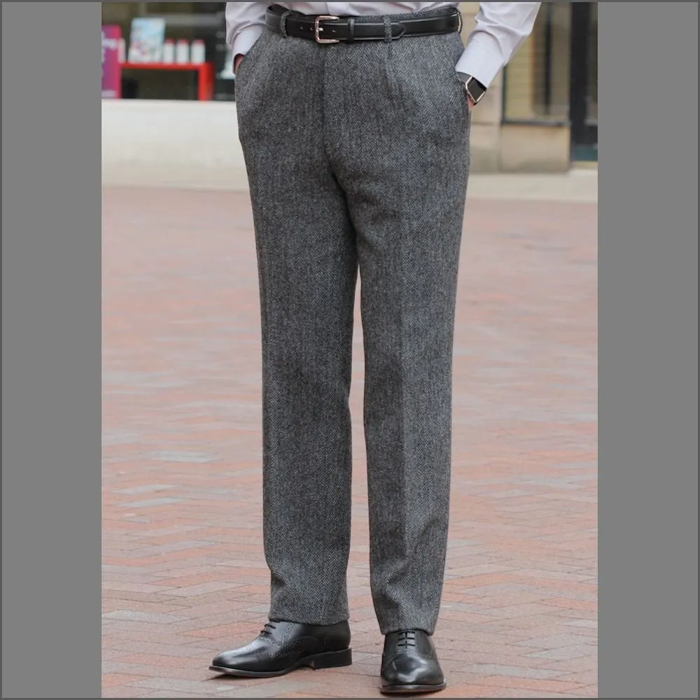 Harris Tweed Grey Herringbone Trouser--