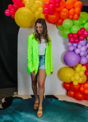 Here To Stay Neon Yellow Blazer