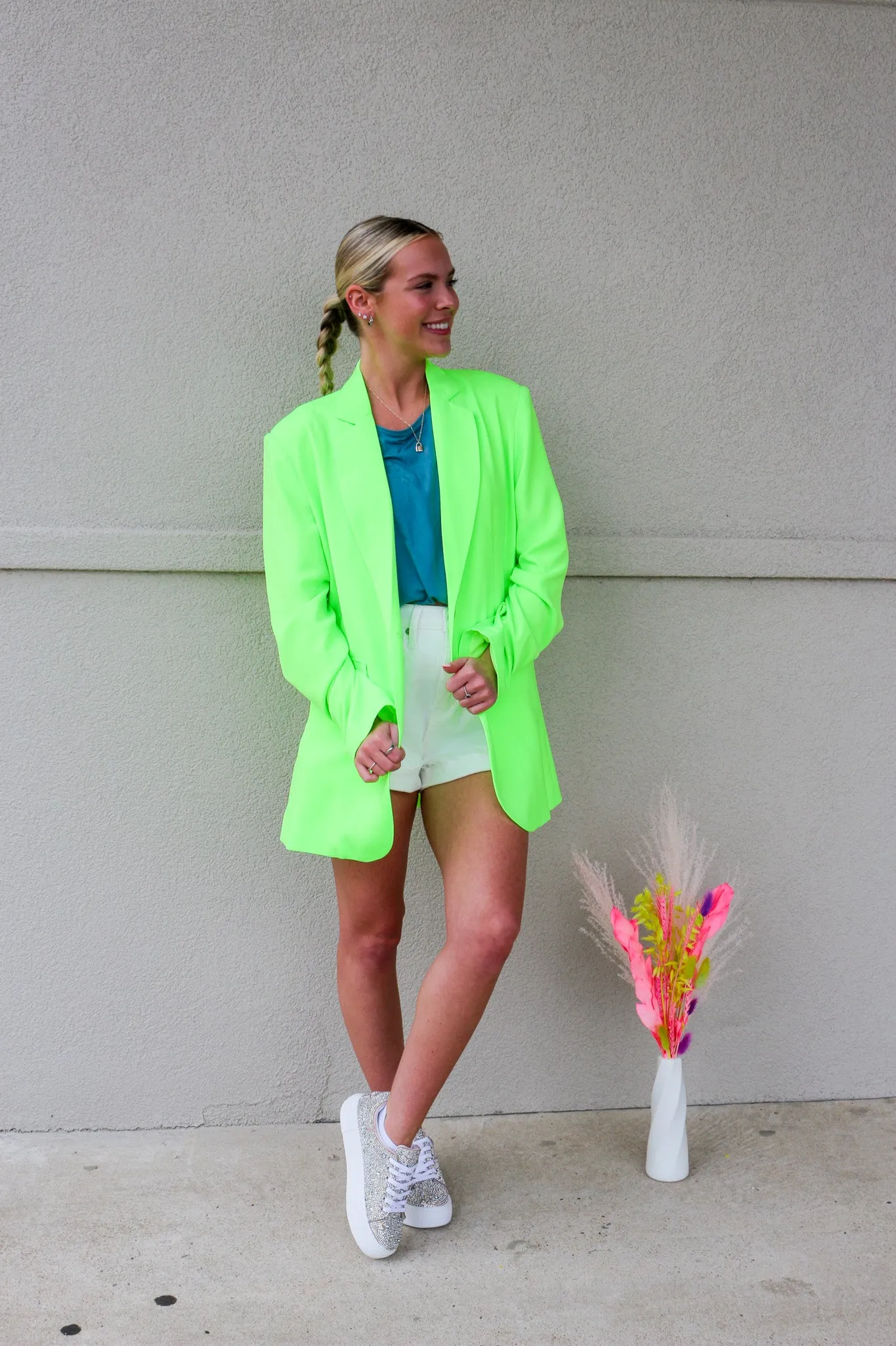 Here To Stay Neon Yellow Blazer