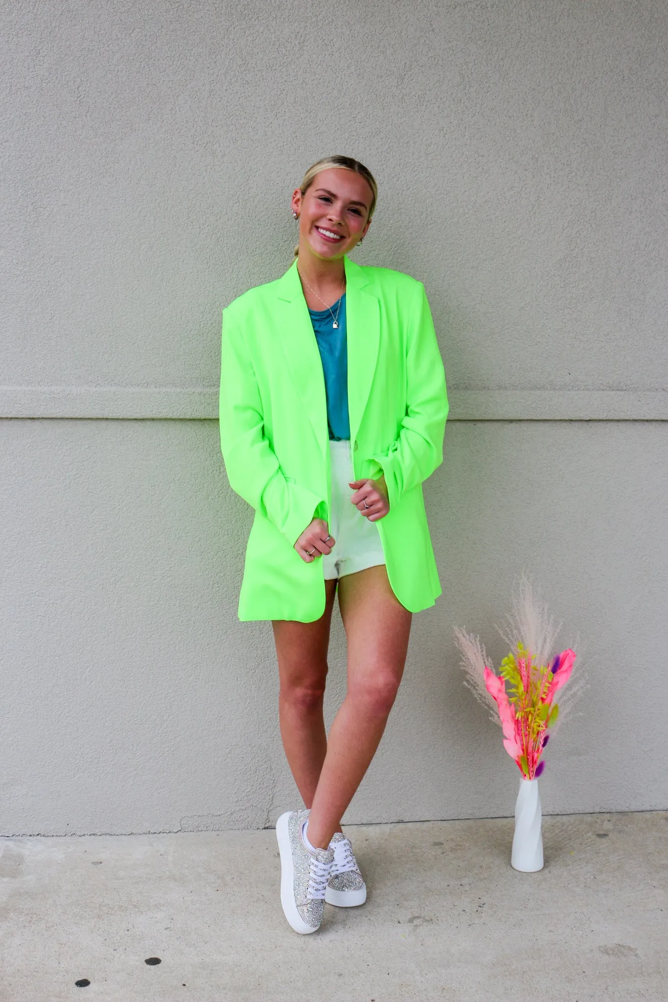 Here To Stay Neon Yellow Blazer