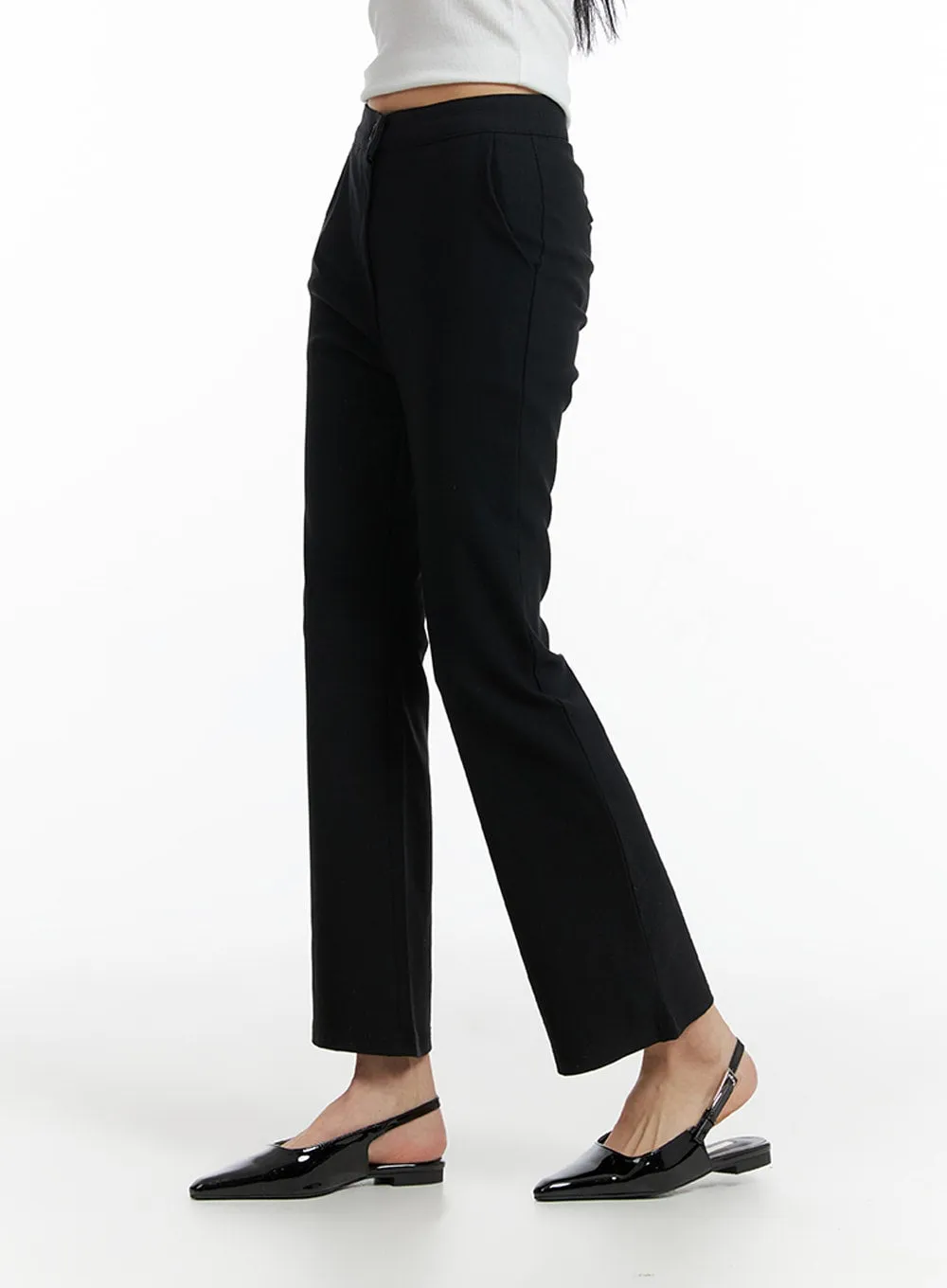 High Waist Solid Flared Trousers IF402