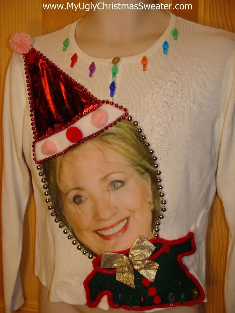 Hillary Clinton "Santa" Tacky Christmas Sweater Party Winner