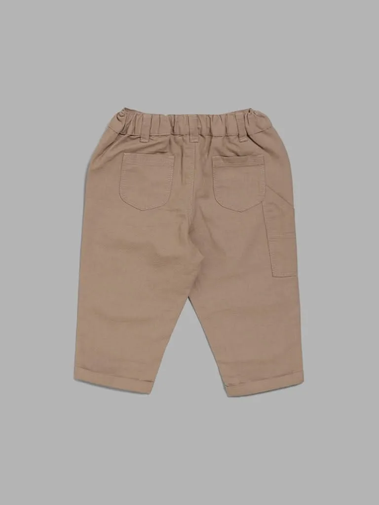 HOP Baby Solid Tan Brown Trousers