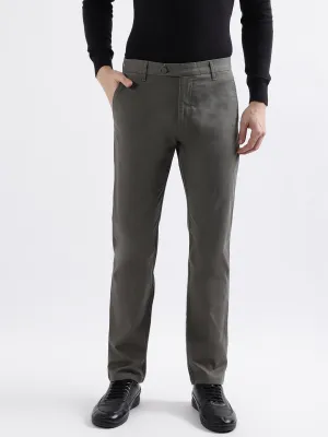 Iconic Men Olive Solid Slim Fit Trouser