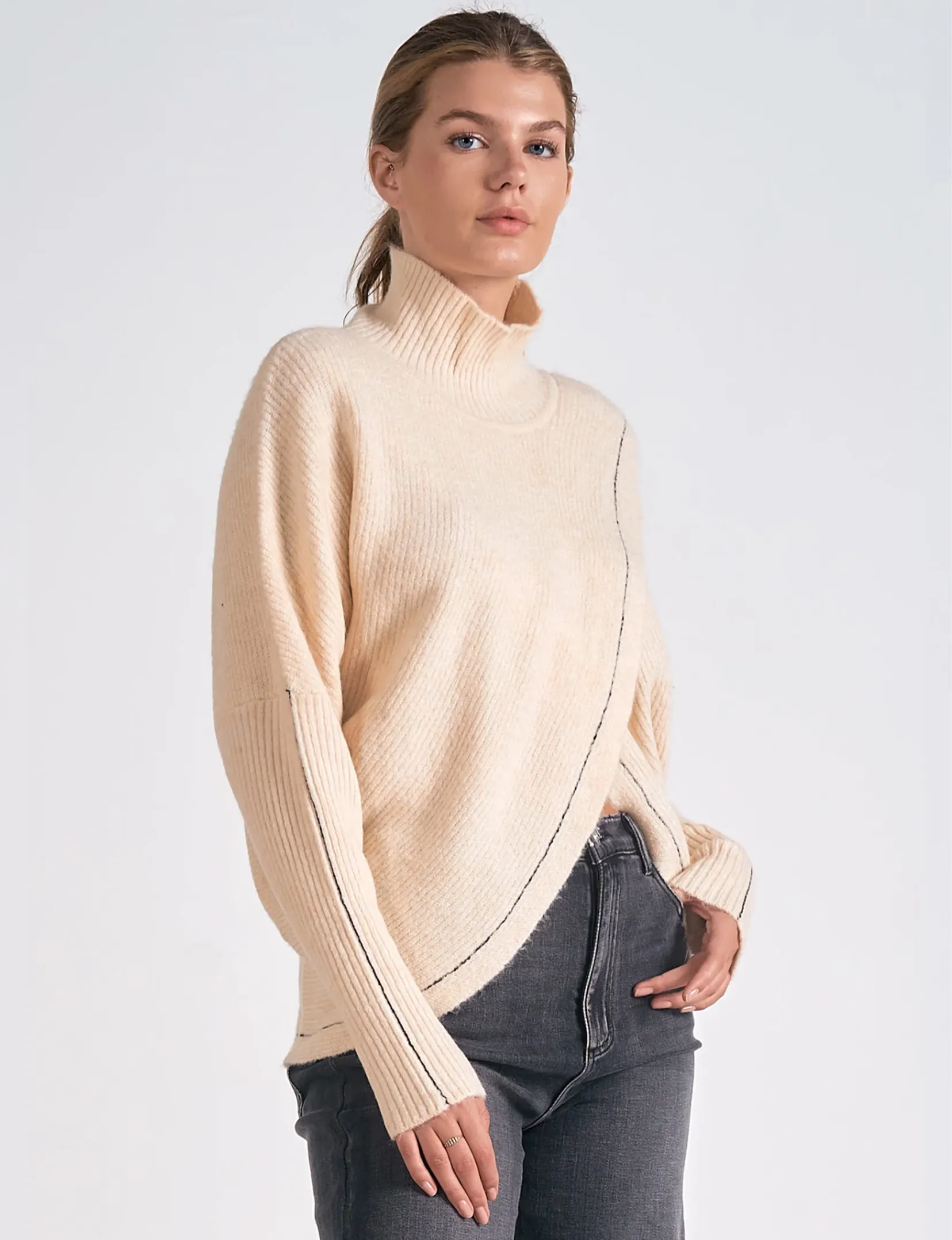 Jayne Mock Twist Sweater, Off White