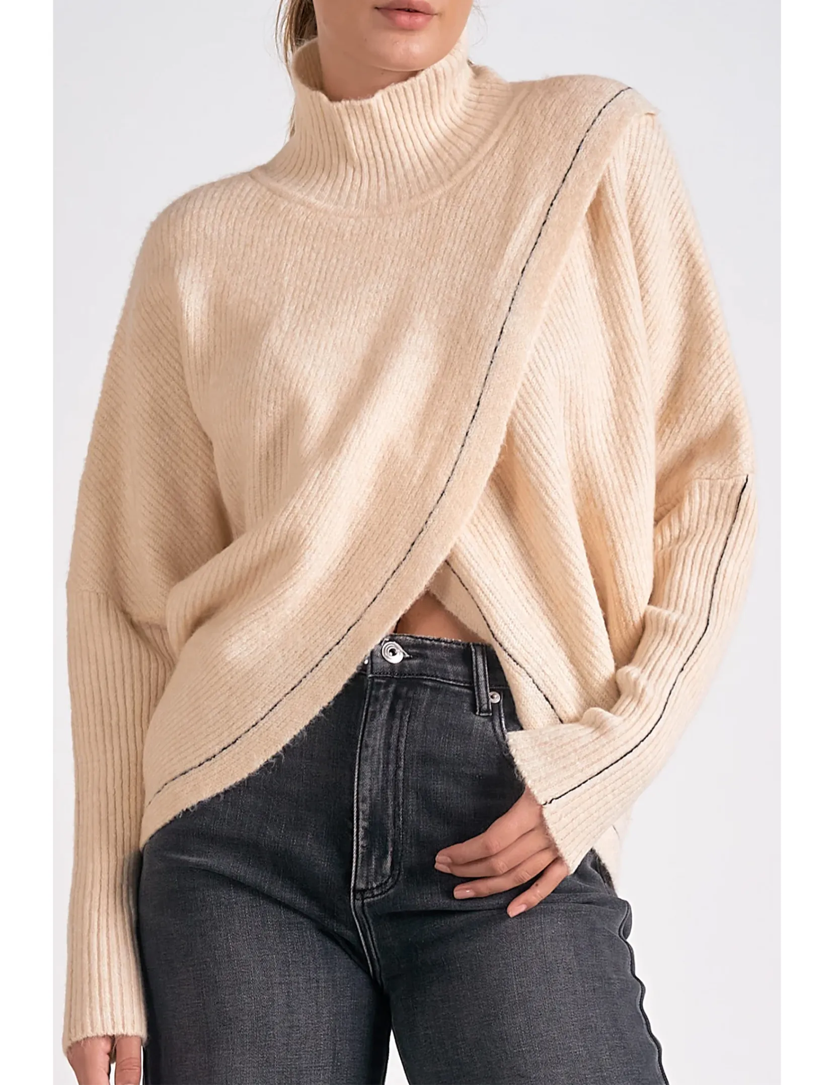 Jayne Mock Twist Sweater, Off White