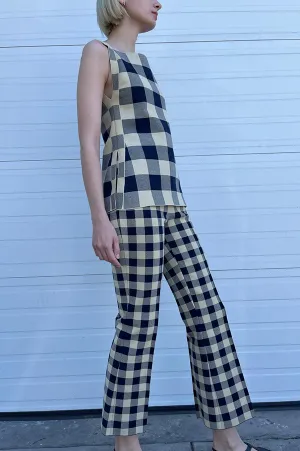 Kick Gingham Pant In Navy Light Khaki