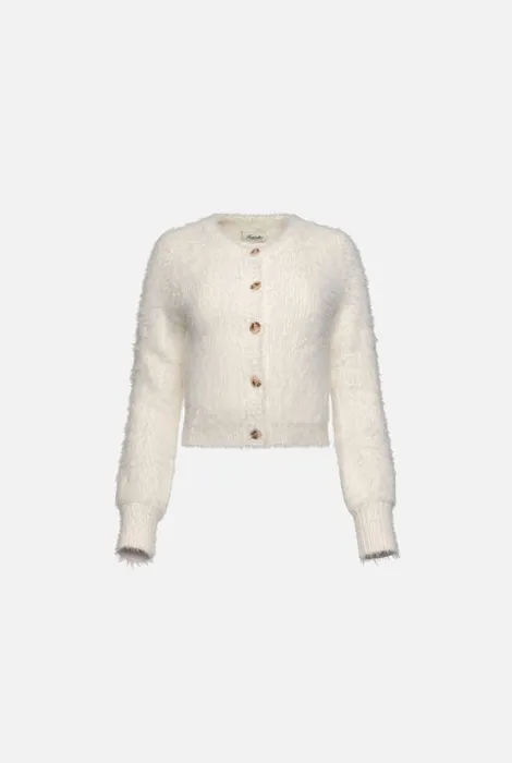 KUWALLA TEE FUZZY CARDIGAN - OFF WHITE