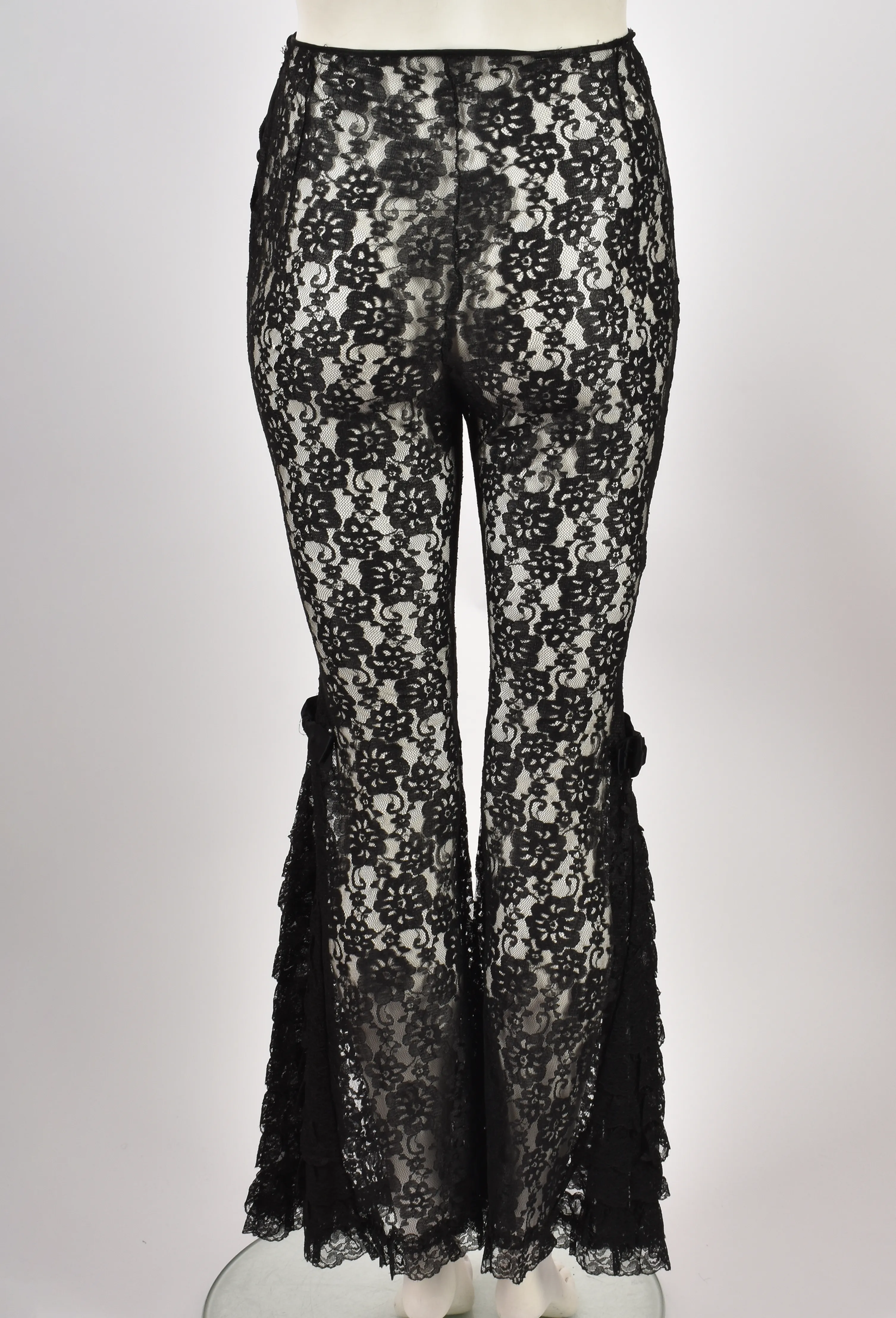 LACE FLARED TROUSERS WITH RUFFLES