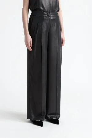 Laminated georgette palazzo trousers