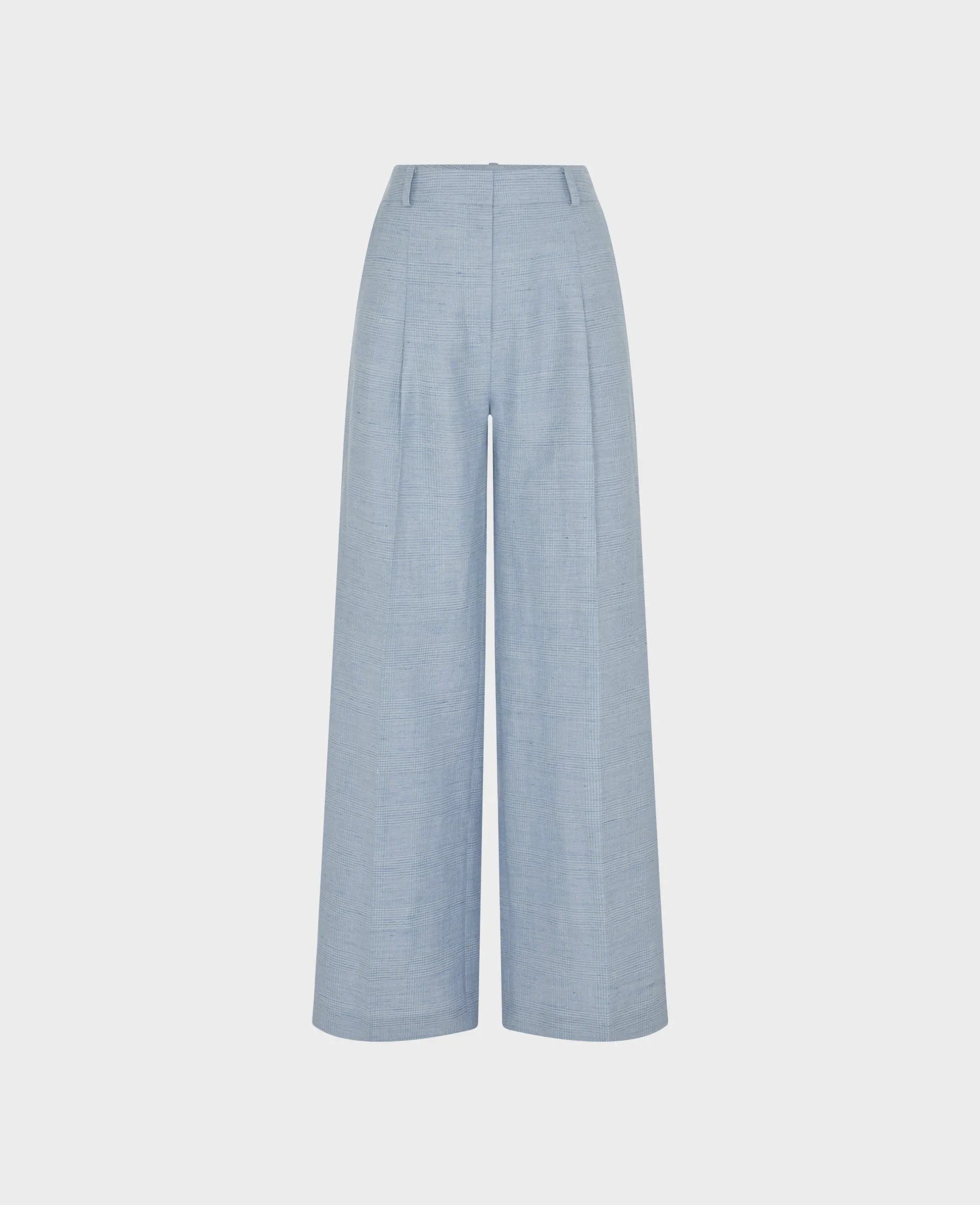 Langdon Linen Blend Wide Leg Pleated Trouser