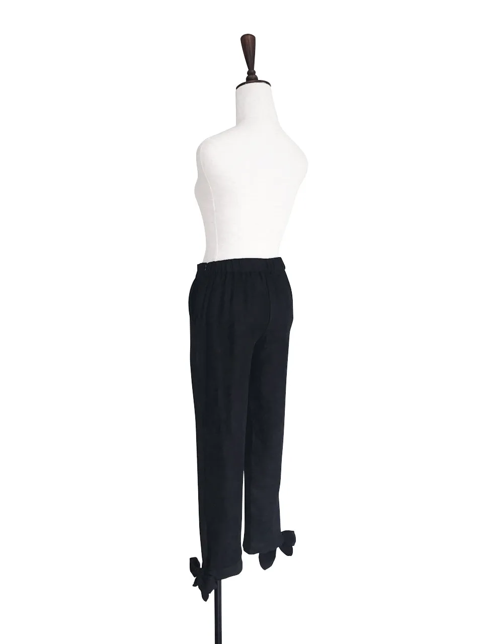 Last Chance! Black Tie Bow Detail Stretch Ankle Trousers