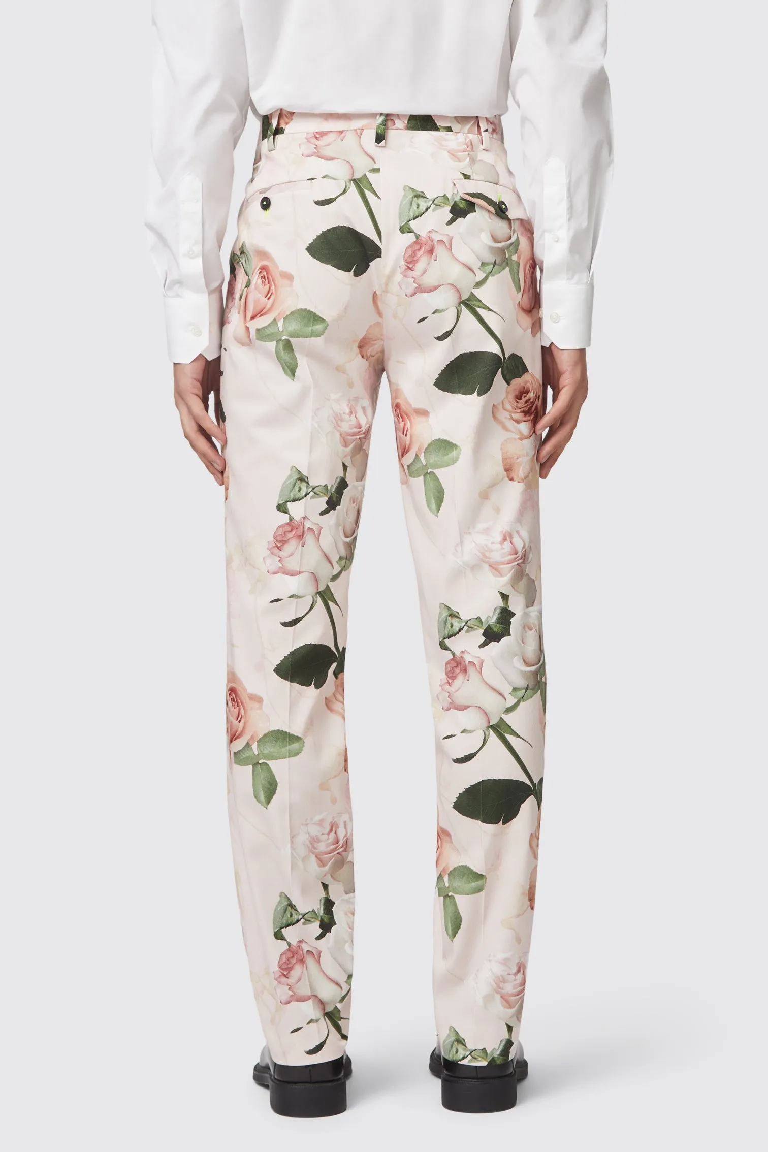 Lincoln Skinny Fit Pink Floral Cotton Trousers