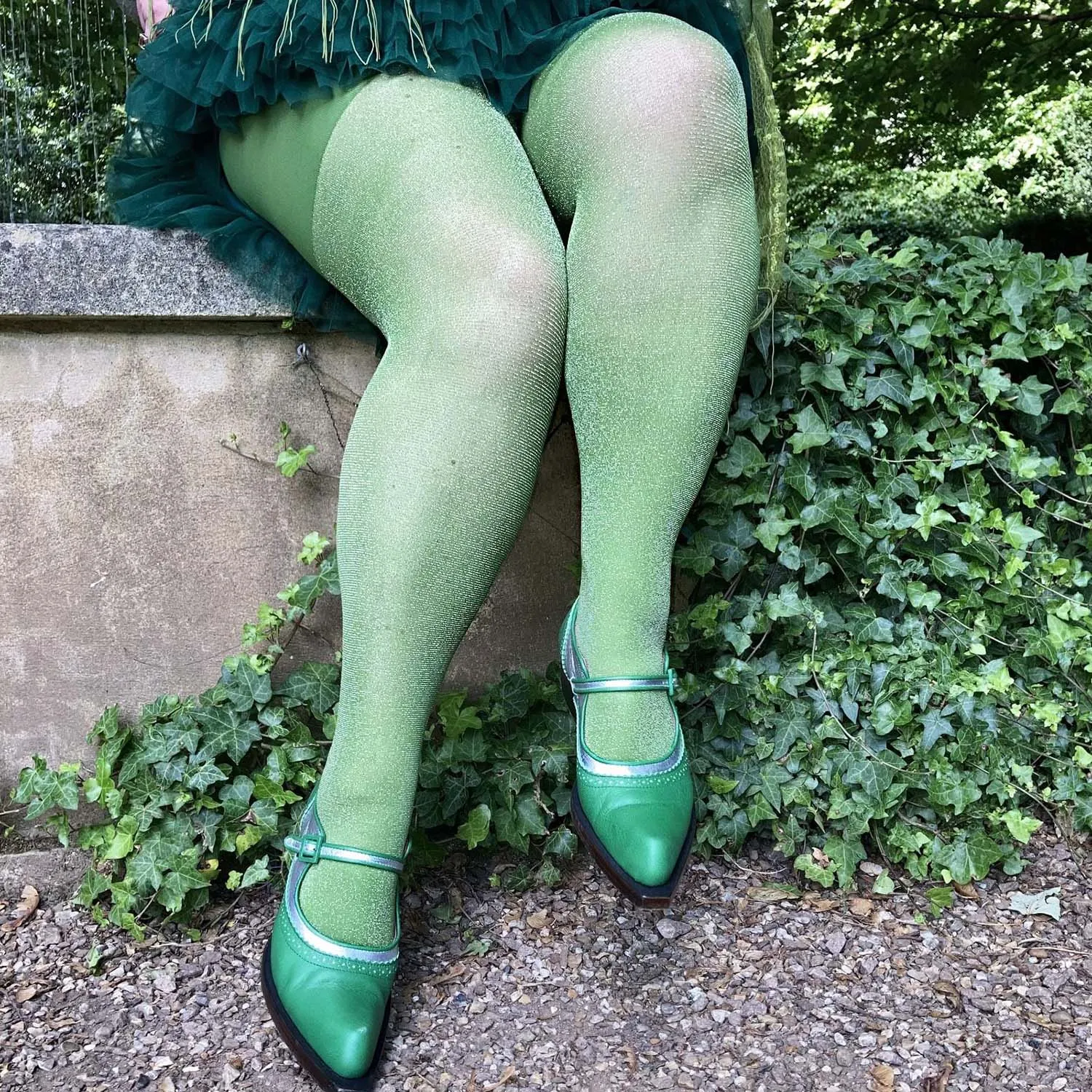 Lux Sparkle Tights - Peas