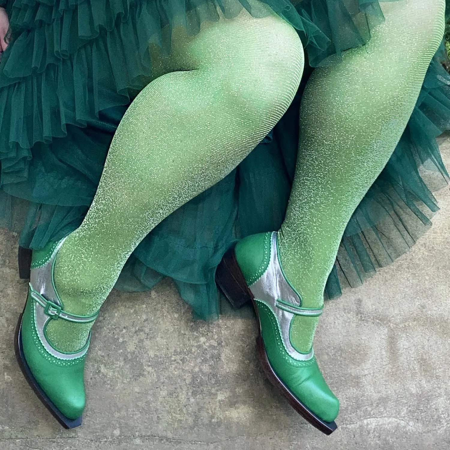 Lux Sparkle Tights - Peas