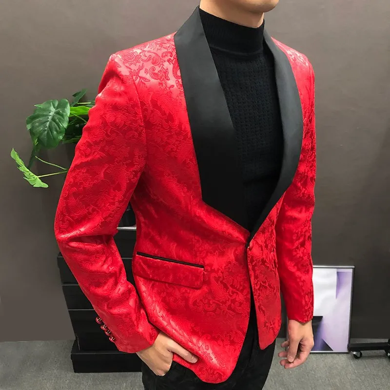 Luxury Color Contrast Jacquard Polyester Blazer