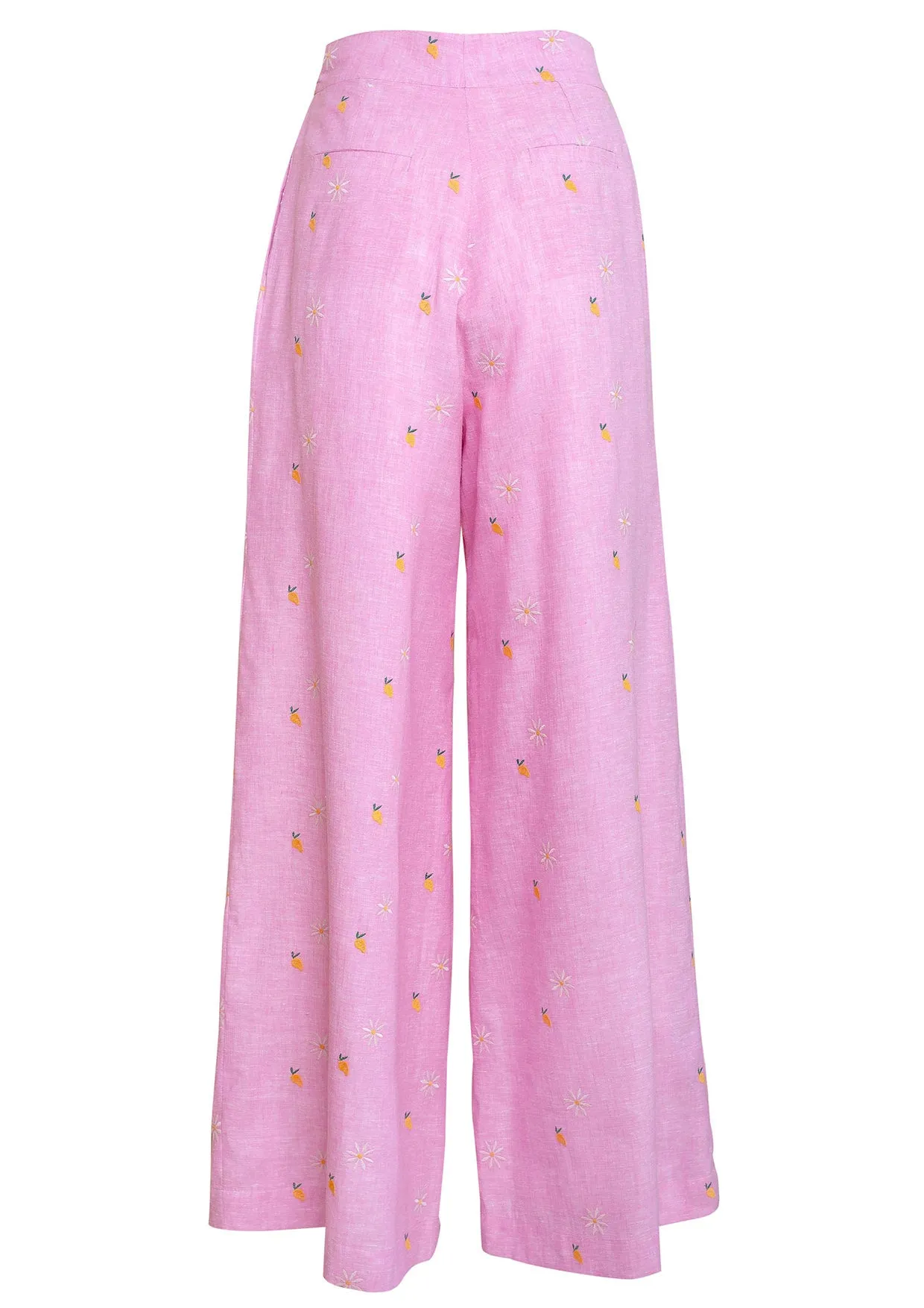 Mango Camomile Embroidered Linen Trousers