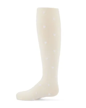 MeMoi Flocked Heart Tights Winter White