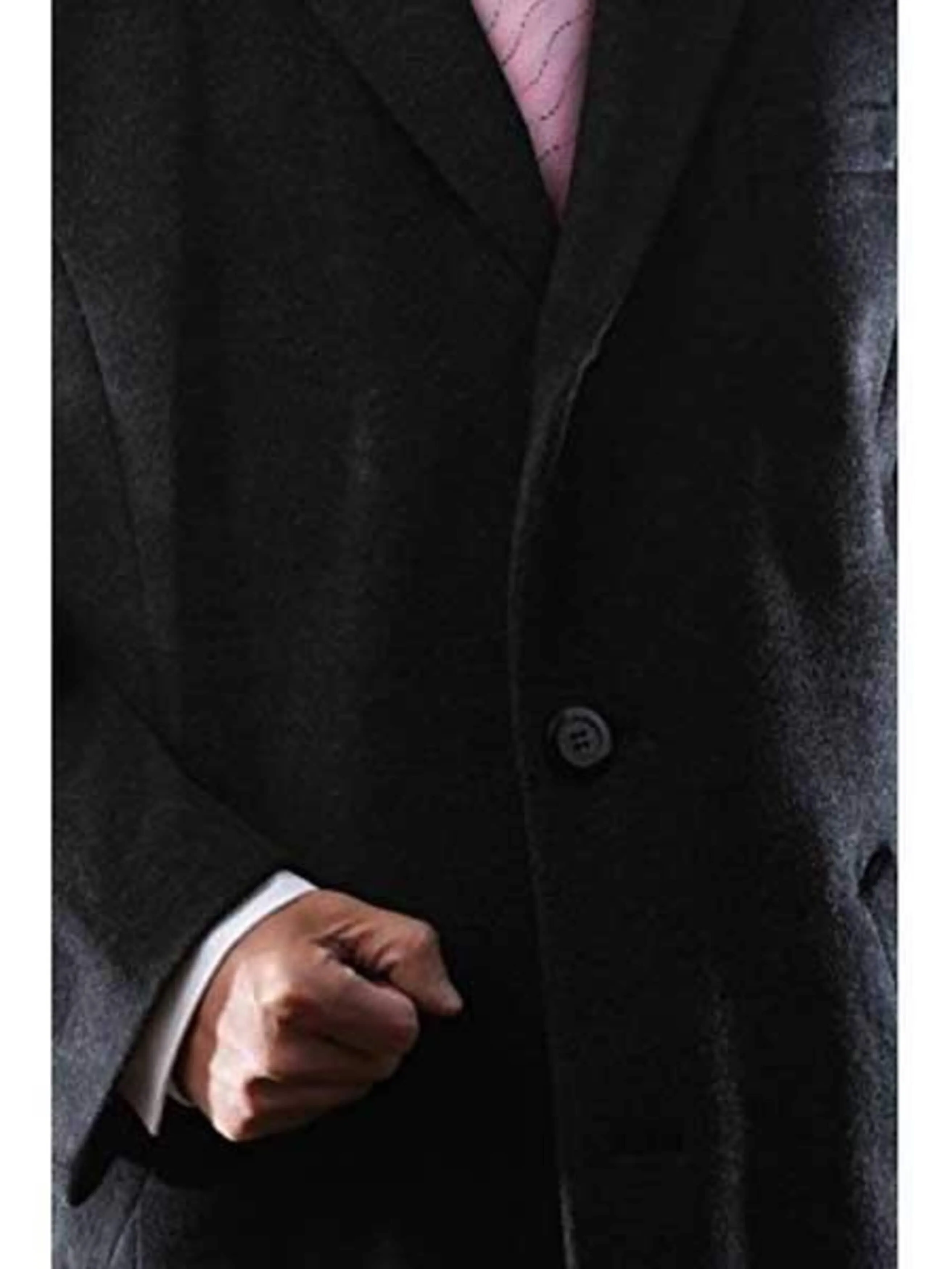 Men's 3 Buttons Dark Charcoal Luxury Wool/Three Quarter Length Long men's Dress Topcoat - Winter coat - Mens Overcoat