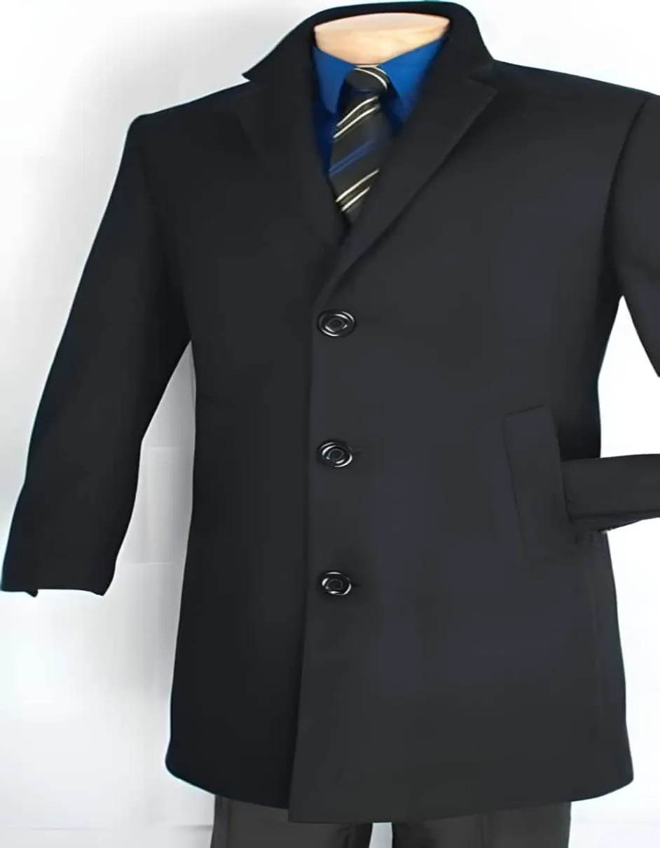 Men's Car Coat - Mid length Wool Coat Collection in a Soft Cashmere Blend - Dark color black Overcoat - Mens Overcoat