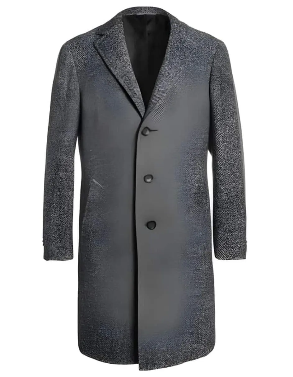 Mens Overcoat - Topcoat For Men - Winter Fabric - Full Length Tweed Herringbone Ankle length Gray Overcoat - Mens Topcoat