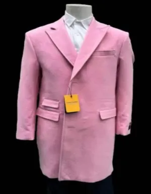 Mens Overcoat - Topcoat For Men - Winter Fabric - Mens Light Pink Wool Fashion Overcoat - Light Pink Carcoat