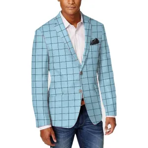 Men's Single-breasted Two-Button Plaid Blazer Casual Slim Suit 67346863L