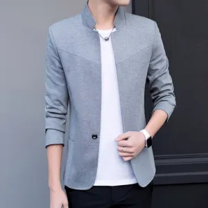 Mens Stand Collar One Button Blazer