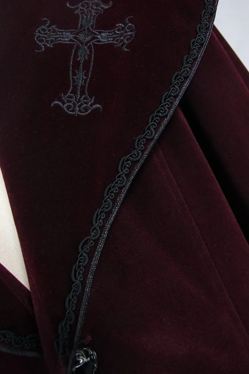 Men's Vintage Overcoat With Gold Embroidery