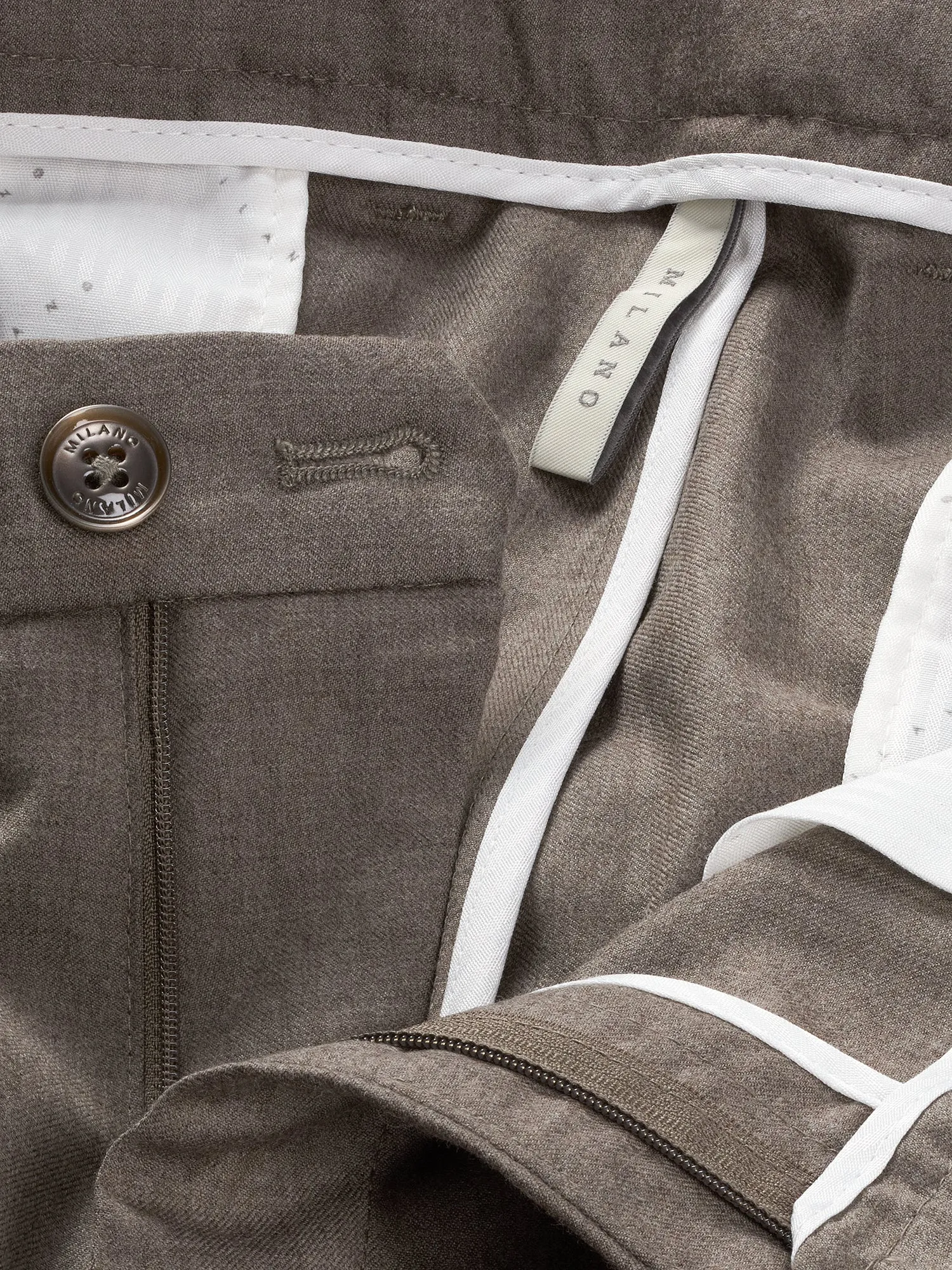 Mersino Taupe Luxury Wool Trousers - Woven in Italy