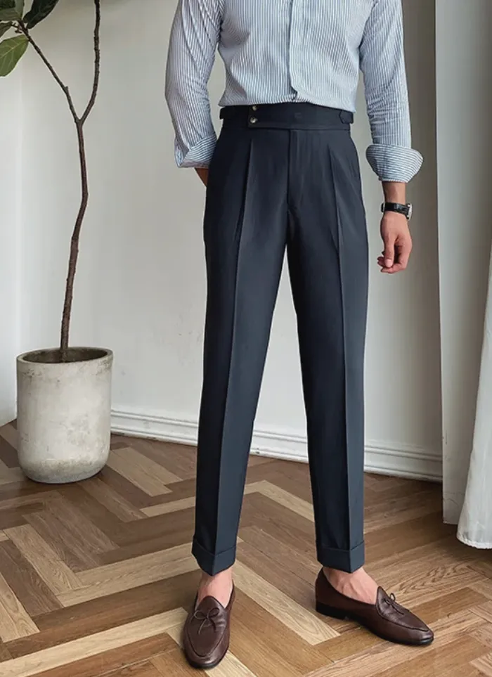 Mid-High Waist Italian Trousers - Grey